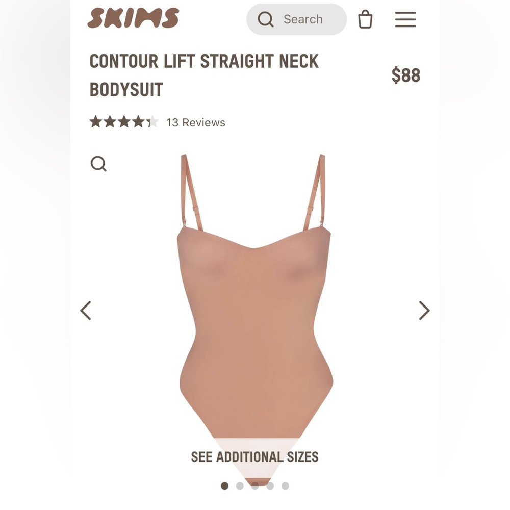 NWT SKIMS Contour Lift Straight Neck Bodysuit in Sienna